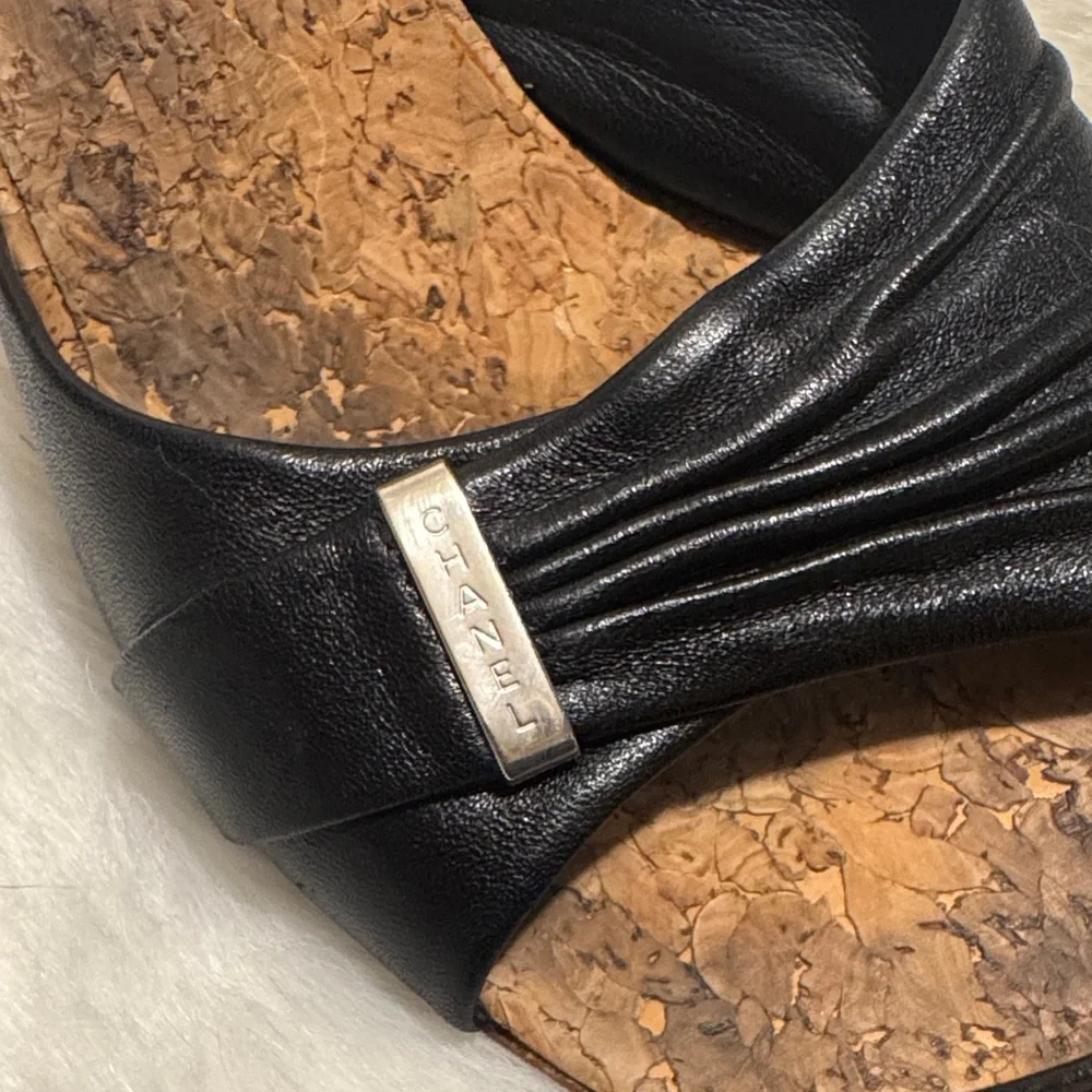 Vintage CHANEL Black Cork Heels Mules size 38 - Picture 4 of 11